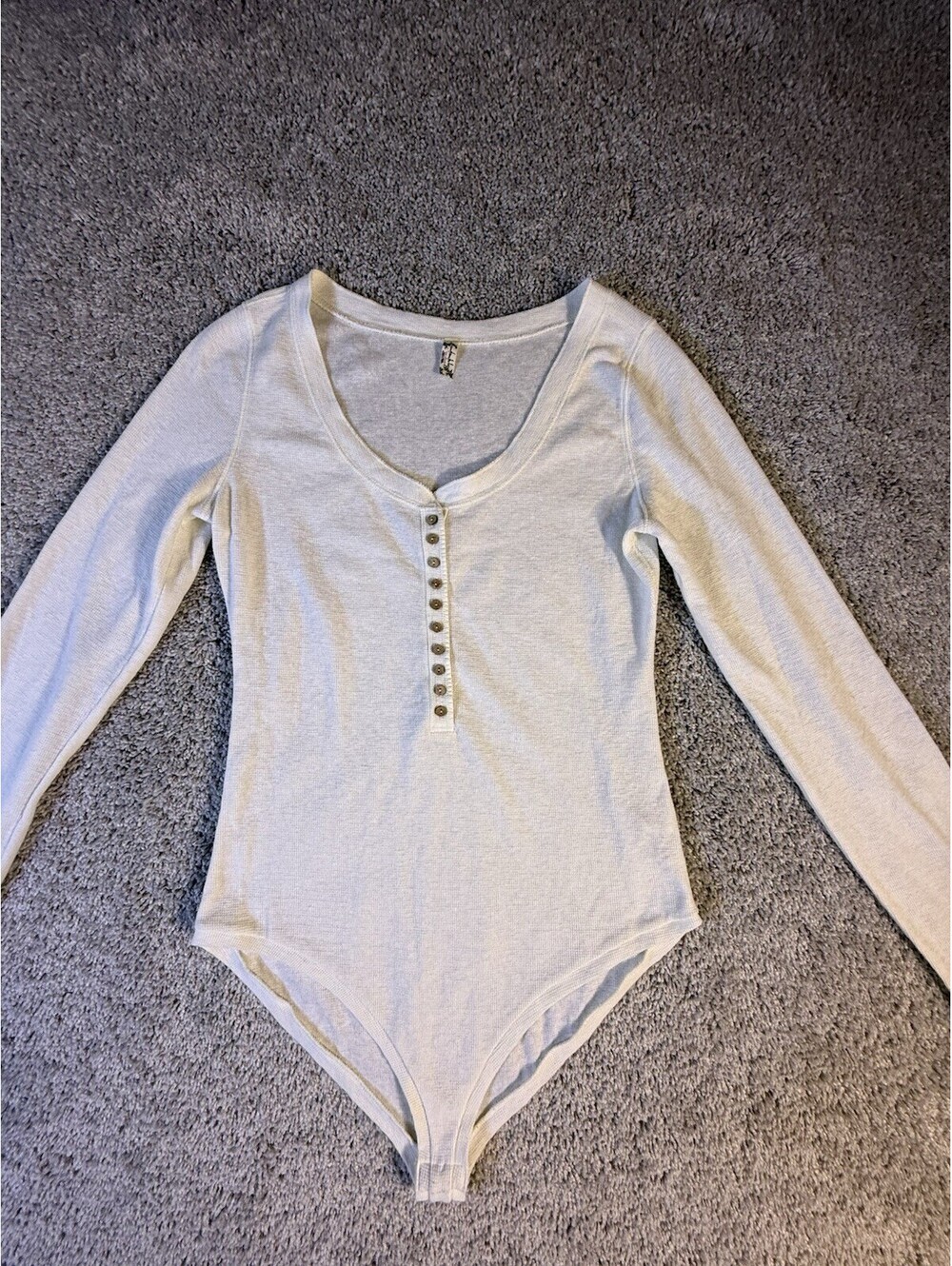 Intimately Free People Bodysuit Women’s Large Ivory Thermal Henley Long Sleeve